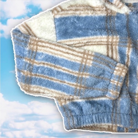 NWT CALI 1850 2 Piece Sherpa Plaid Fleece Matching Set Cropped Hoodie Mini Skirt - Picture 7 of 11